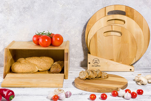 Комплект 3 досок 35*35*1,8 см, 30*30*1,8 см, 25*25*1,8 см "Круг с ручкой" на дер. подстав.