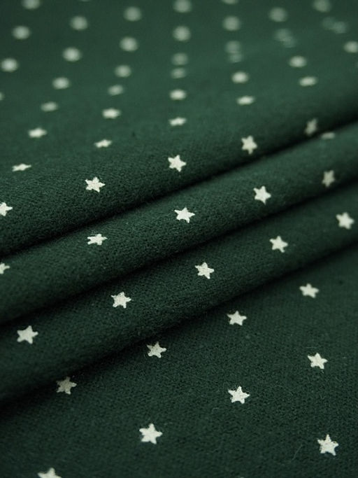 Теплый хлопок Мелкие звезды на т.пихтово-зеленом, ш.1.48м, хлопок-100%, 160гр/м.кв - Купава фото 4