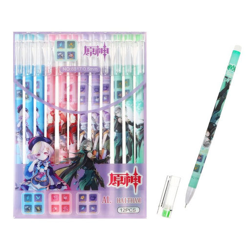 Цена за 12 шт. Ручка гелевая, 0.5 мм, синий стрежень, «Аниме», МИКС