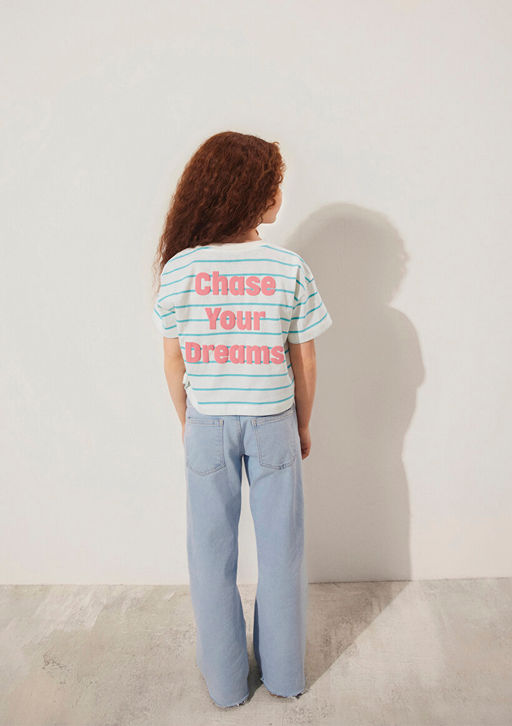 Bask?l? Yesil Cizgili Tisort - Mavi фото 2