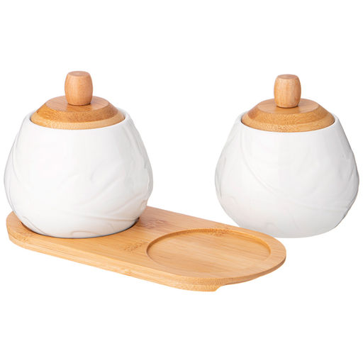 НАБОР БАНОК LEFARD NATIVE 2 ШТ. С ДЕР. КРЫШКАМИ НА ДЕР. ПОДСТАВКЕ 350 МЛ  фото 2