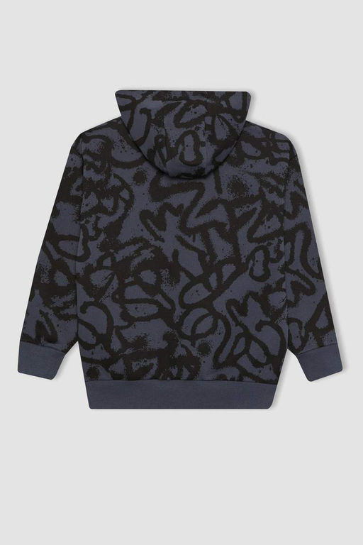 Толстовка оверсайз с рисунком и капюшоном для мальчиков - Defacto фото 9