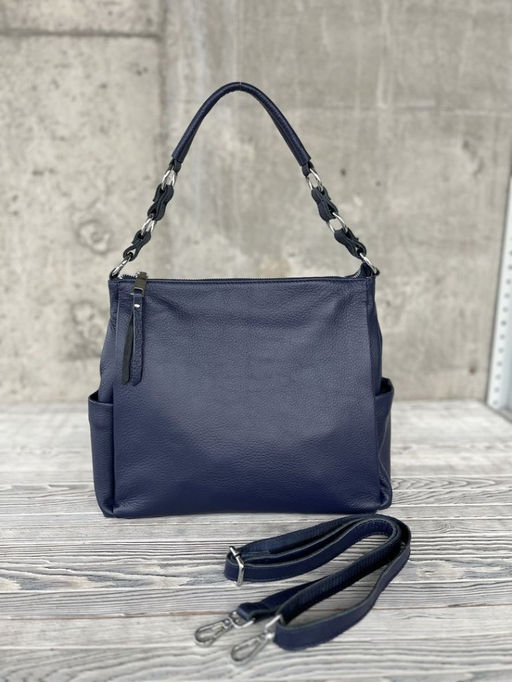Женская кожаная сумка хобо 8919-9 Дарк Блу - Sergio valentini фото 2