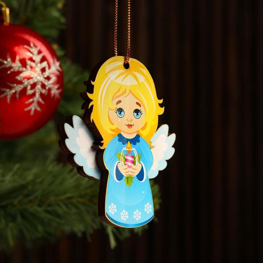 Цена за 5 шт. Ёлочная игрушка «Ангелочек», подвеска, 7×6.2×5 0.5 см