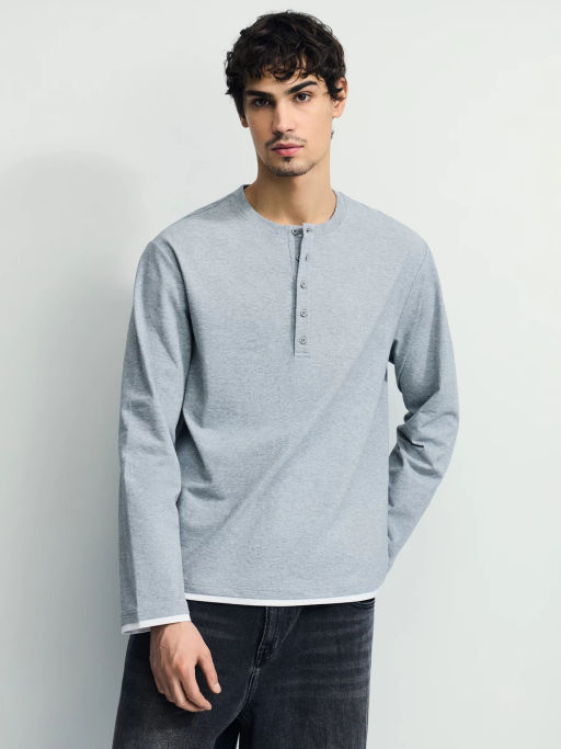 Контрастный лонгслив хенли / Zarina  фото 4