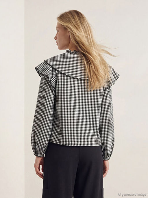 Ba?lamal? Yaka Ekose F?rf?rl? Bluz