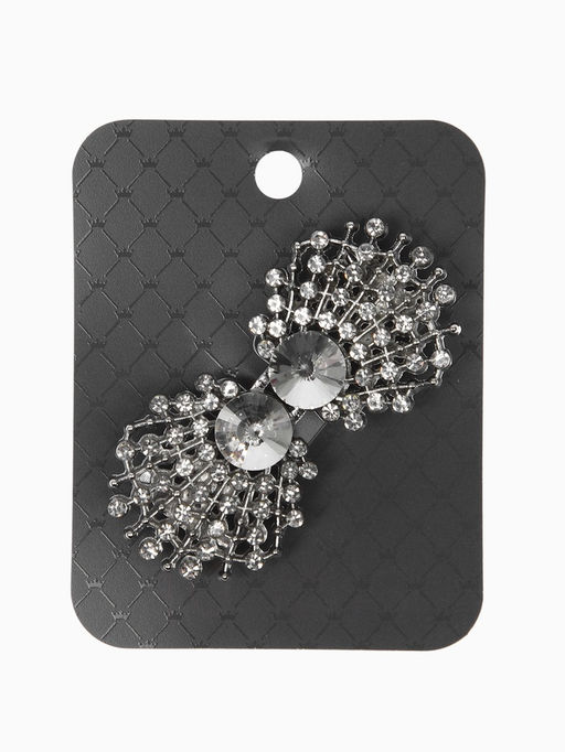 Зажим для кардигана "Ажур", веер, цвет белый в серебре