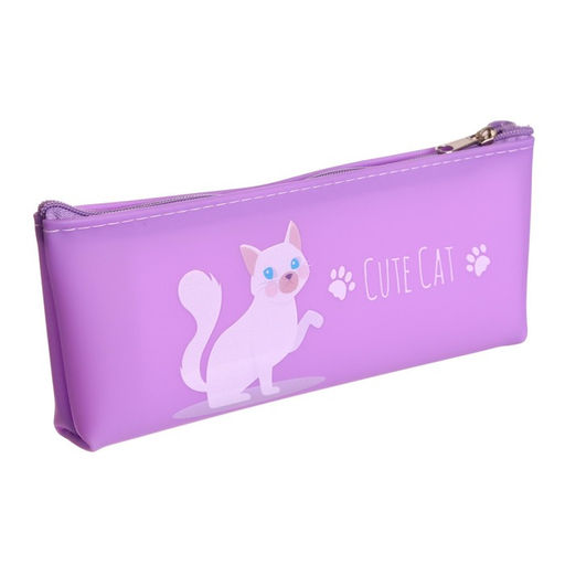 Пенал школьный на молнии «Кошка», МИКС