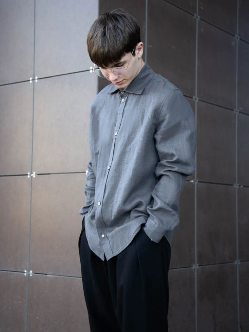 Рубашка мужская Лен Графит - Modamica фото 7