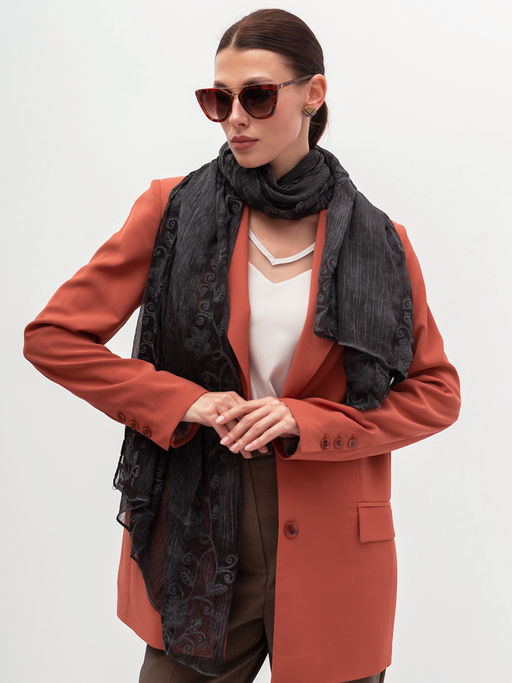 Очень красивый, нежный шарф с цветочной вышивкой - Tantino фото 5