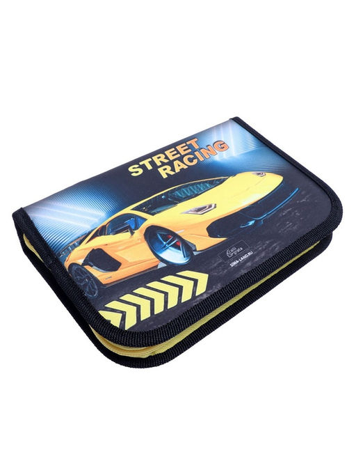 Пенал школьный, 3 секции, 14×21×4 см «Тачка желтая»