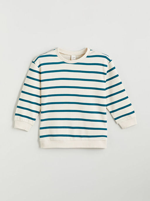 Bisiklet Yaka ?izgili Erkek ?ocuk Sweatshirt