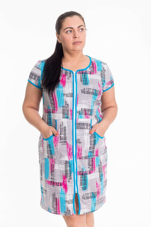 Халат М321136сб серый/бирюзовый - Елена фото 5