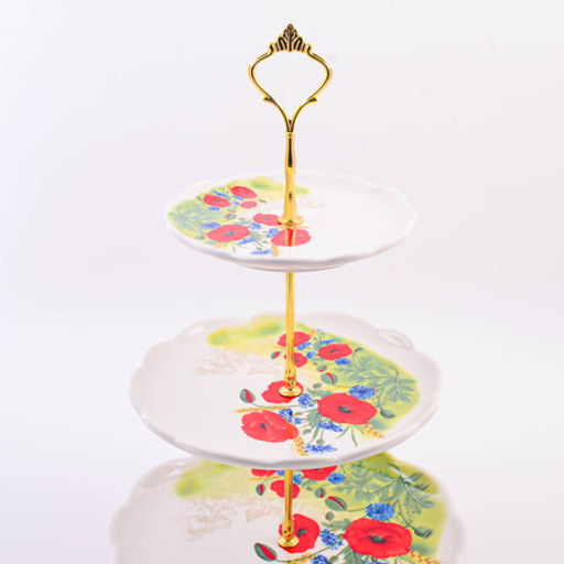 60287 Конфетница 3х-ярусная Цветущие Маки доломит LR (х16) - Mayer&boch фото 2