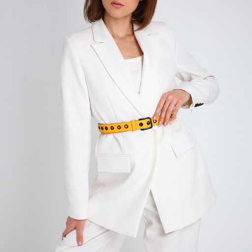 Ремень женский, ширина 3 см, люверсы, пряжка металл, винт, цвет жёлтый - Simaland фото 2