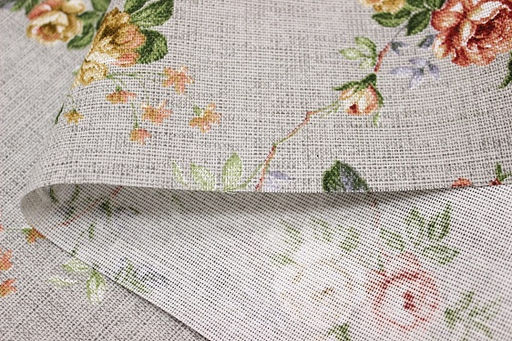 Рогожка Плетистая роза на св.сером меланже, ш.1.5м, хлопок-100%, 165гр/м.кв - Купава фото 5