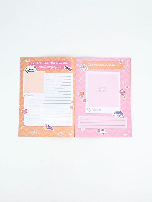 Подарочный набор, анкета для девочек А5, 16 л., ручка Принцесса