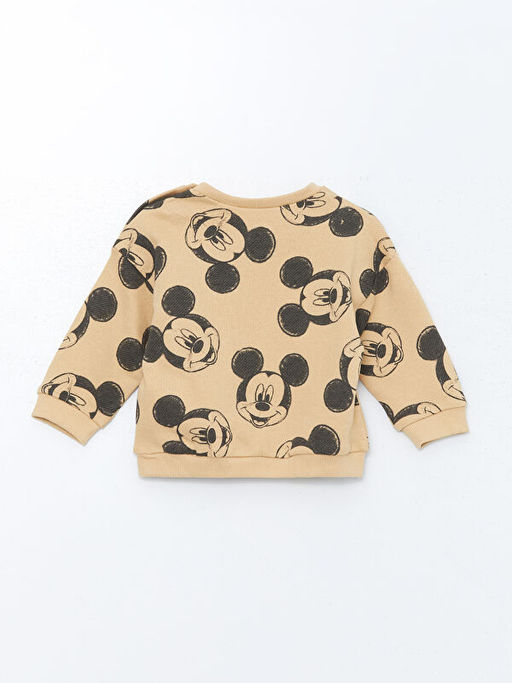 Mickey Mouse Bask?l? Erkek Bebek Sweatshirt ve E?ofman Alt 2li Tak?m - Waikiki фото 3