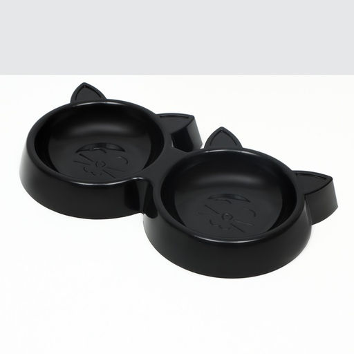 Миска двойная Кошка 27 х 14 х 13,5 см, черная - Пижон фото 2