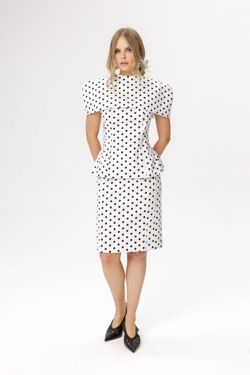 Юбка Pirs 6644 горохи на белом фоне