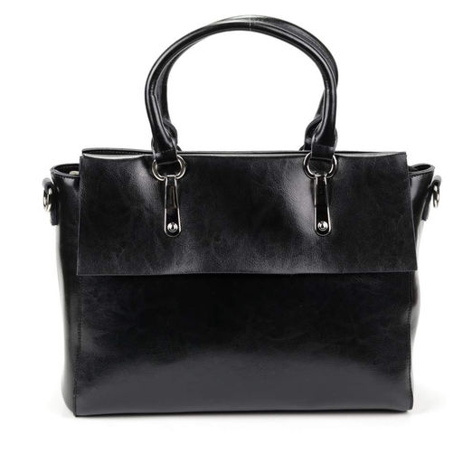 Женская кожаная сумка с ручками 1300 Блек - Cidirro фото 2
