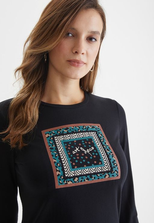 Джемпер женский LA-214042-BL, 
черный принт квадрат - Steinberg фото 2