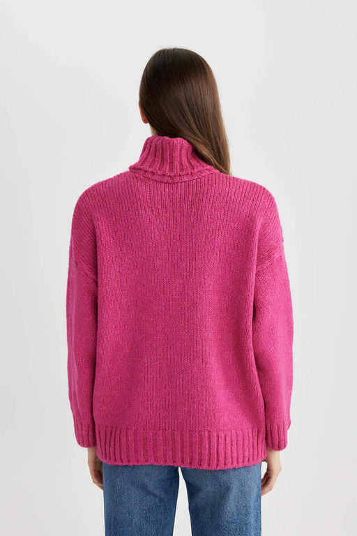 Свитер-туника с высоким воротником оверсайз - Defacto фото 7