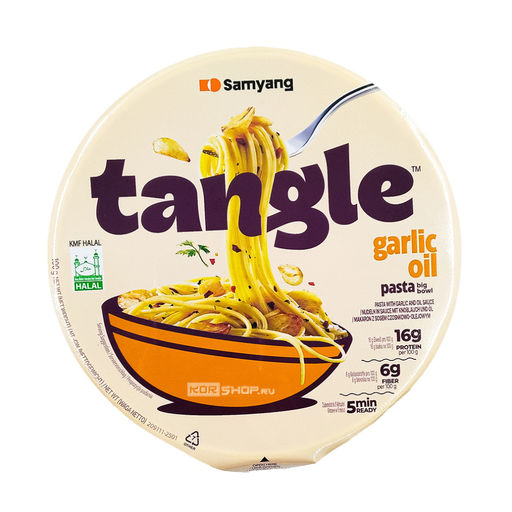 Паста б/п с чесночно-масляным соусом (чашка) Tangle Garlic Oil Pasta Big Bowl Samyang, Корея, 100 г Акция