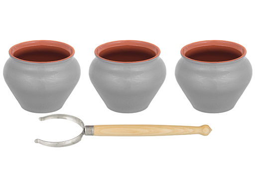 Набор 3-х горшков 600 мл 12,5*12,5*12 см "TerraCotta" с ухватом серый