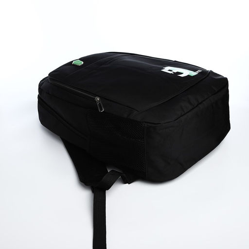 Рюкзак молодёжный на молниях, с принтом, 4 кармана, с принтом, размер 35×18×50 см, чёрный/зелёный