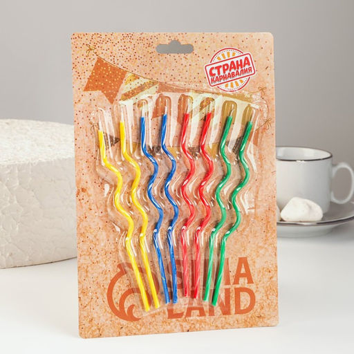 Свечи для торта, набор 8 шт, витые, 17 см - Страна карнавалия фото 2