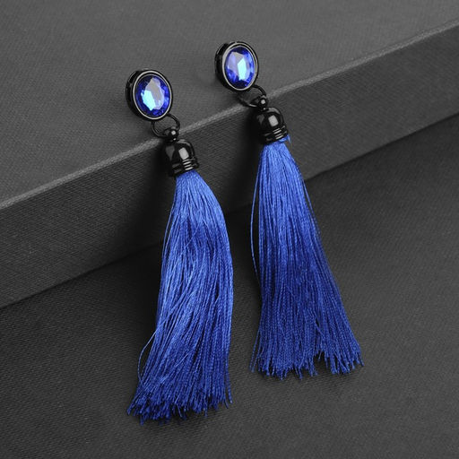 Серьги ассорти Кисти овал, цвет синий, L кисти 8,5 см