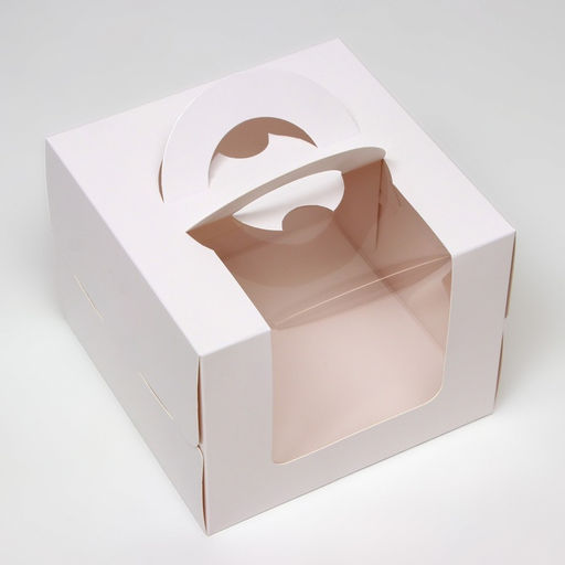 Коробка под бенто - торт с окном, белая, 18×18×14 см