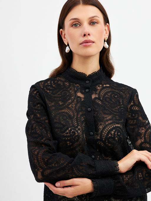 Блузка из кружевной ткани OD-977-2 черный