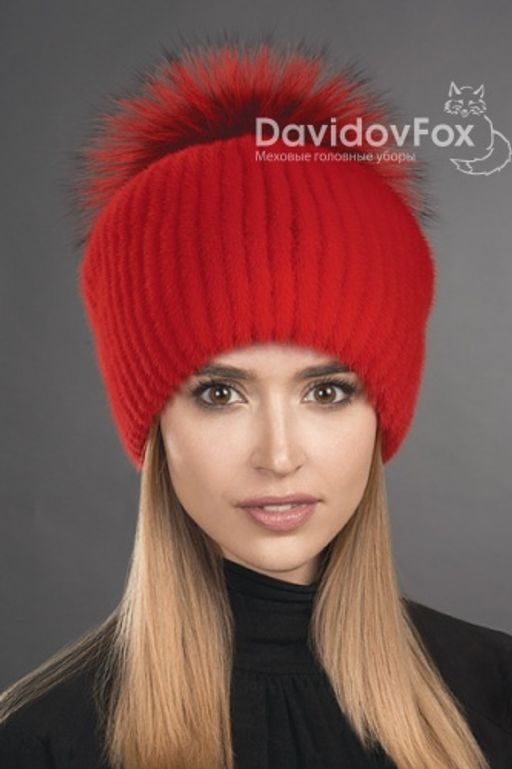Шапка Буратино норка алая