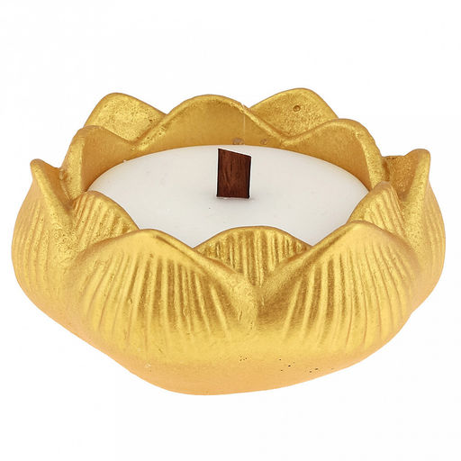 Свеча "Лилия" д8см, h4см, парафин, в подсвечнике из гипса, золотой, время горения 5,5 часов (Россия)