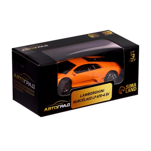 Машина металлическая LAMBORGHINI MURCIELAGO LP 670-4 SV, 1:64, цвет оранжевый - АвтоГрад фото 4