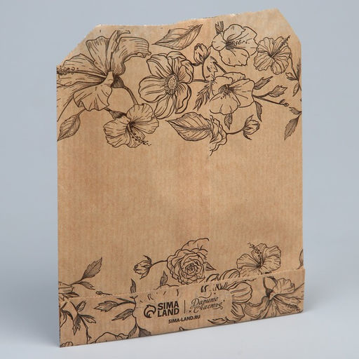 Цена за 50 шт. Пакет бумажный фасовочный, упаковка, крафт, «Цветочки» 13×16 см без окна