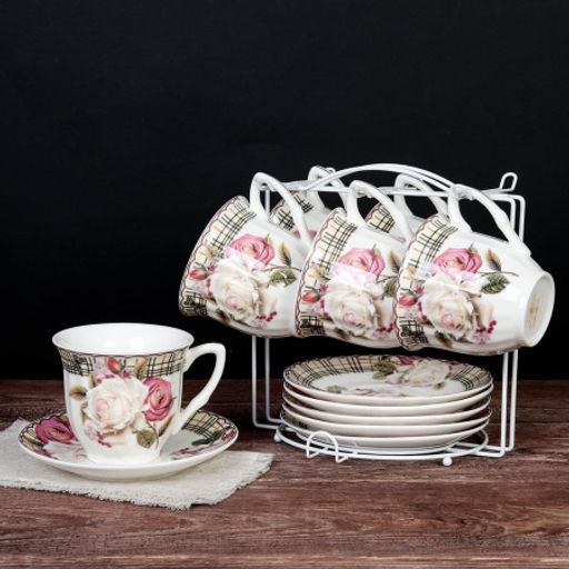 Чайный набор 12 предметов 250 мл MS / new F31-12MS /уп 8/ Чайная роза костяной фарфор - Галеонтрейд фото 2