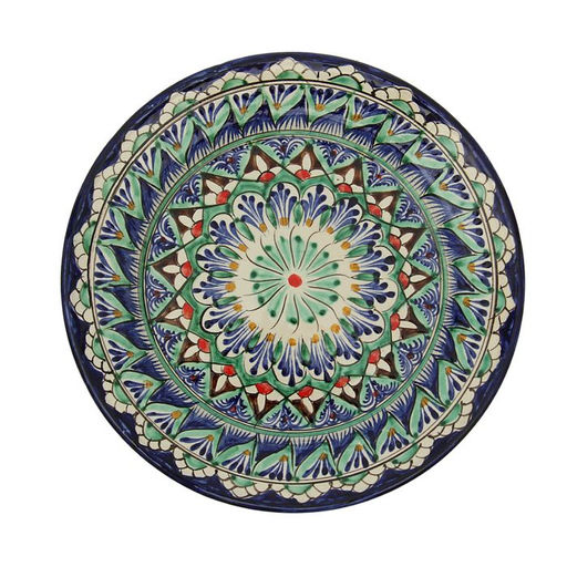 Тарелка Риштанская Керамика «Цветы», d=17 см, керамика, узор микс, синяя