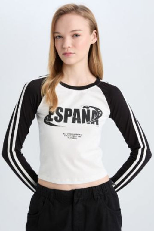 Coool Fitted Fitilli Kaskorse Uzun Kollu Tisort