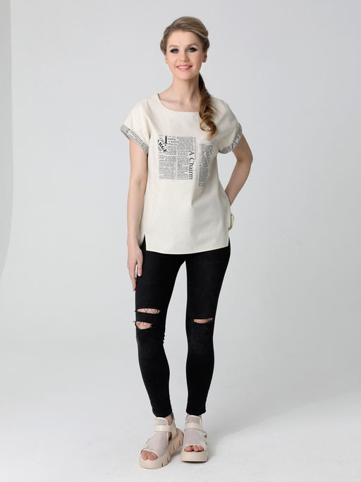 24233 Блуза бежевый - Dizzyway фото 2