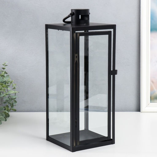 Набор подсвечников на 1 свечу «Фонарь - минимализм», 3 шт. чёрный, 18×18×50 см; 14×14×39 см; 10×10×25 см