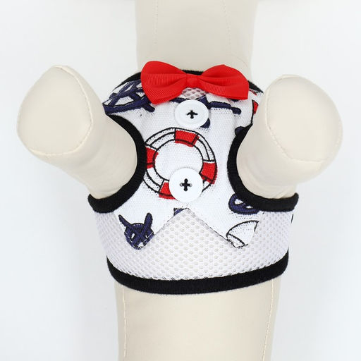 Комплект с мягкой шлейкой и бантиком Морской, размер S, поводок 120 x 1,5 см, ОГ 23-42 см 968377 - Пижон фото 6