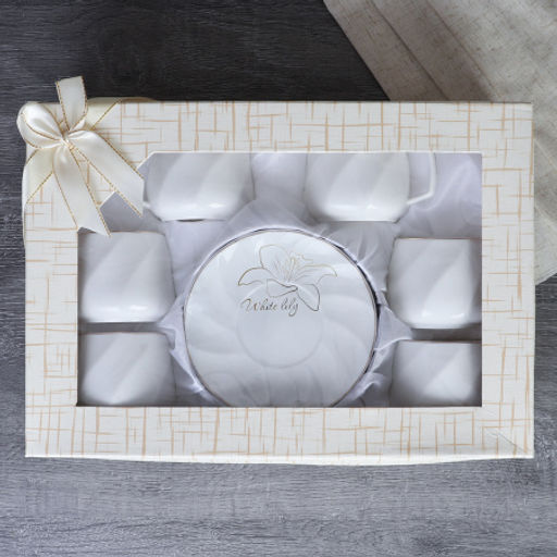 Чайный набор 12 предметов 220 мл витая форма А / CH03-12G 220 /уп 8/ костяной фарфор - Галеонтрейд фото 4