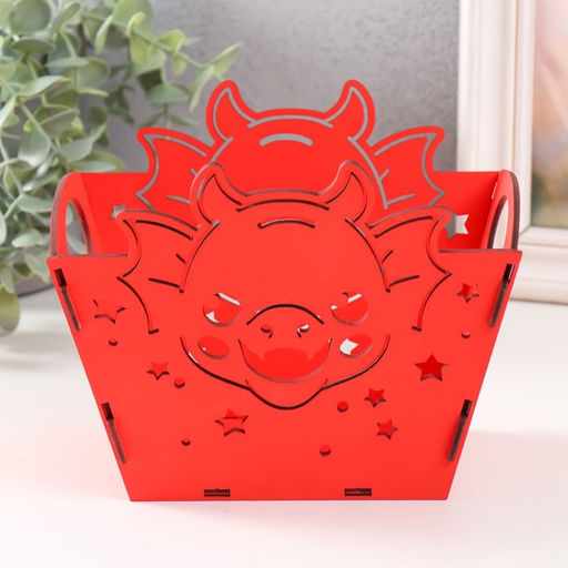 Корзинка-шкатулка для подарков «Мордочка дракона», красный, 18×12×14.5 см, (набор 5 деталей)