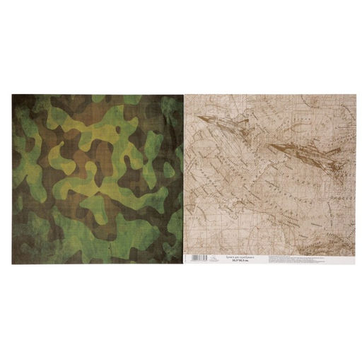 Цена за 10 шт. Бумага для скрапбукинга Military «Карта действий», 30.5×30.5 см 190 г/м²