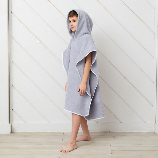 Полотенце-пончо Крошка Я Гномик, цвет серый, размер 24-32, 100 % хлопок, 320 г/м2  фото 3