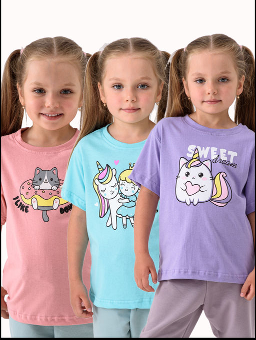 Набор-3:футболка для девочки 3 шт - Оптима фото 4