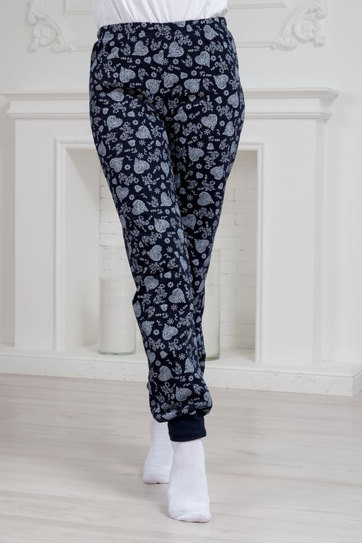 Брюки женские домашние из футера на манжете сердце из цветов - Амадэль фото 3